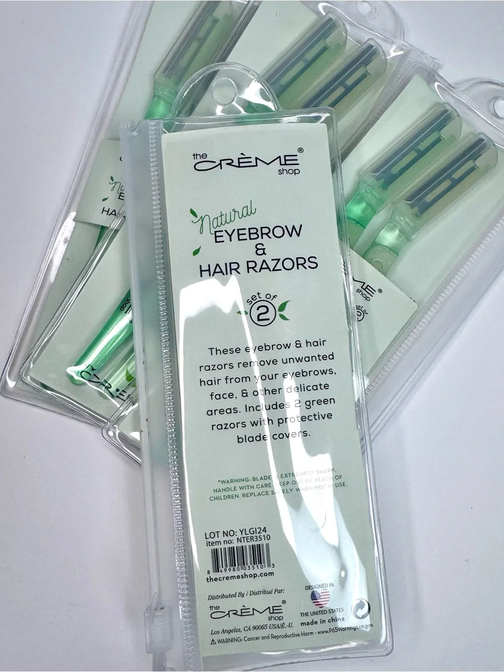 The Crème Shop Natural Eyebrow & Hair Razors - Mint Green 4 Packs- 2 per pack